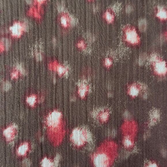 J Jill Deep Brown Sheer Polka Dot Print Button Down Tunic Size Petite Large - Picture 4 of 11